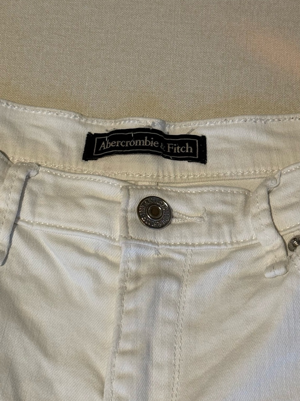 Abercrombie & Fitch White Distressed Denim Shorts - Picture 2 of 3